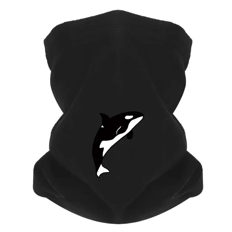 Killer whale swimming black white man outdoor scarf mask gaiter for neck hat cap women's headgear keep warm winter multifunction