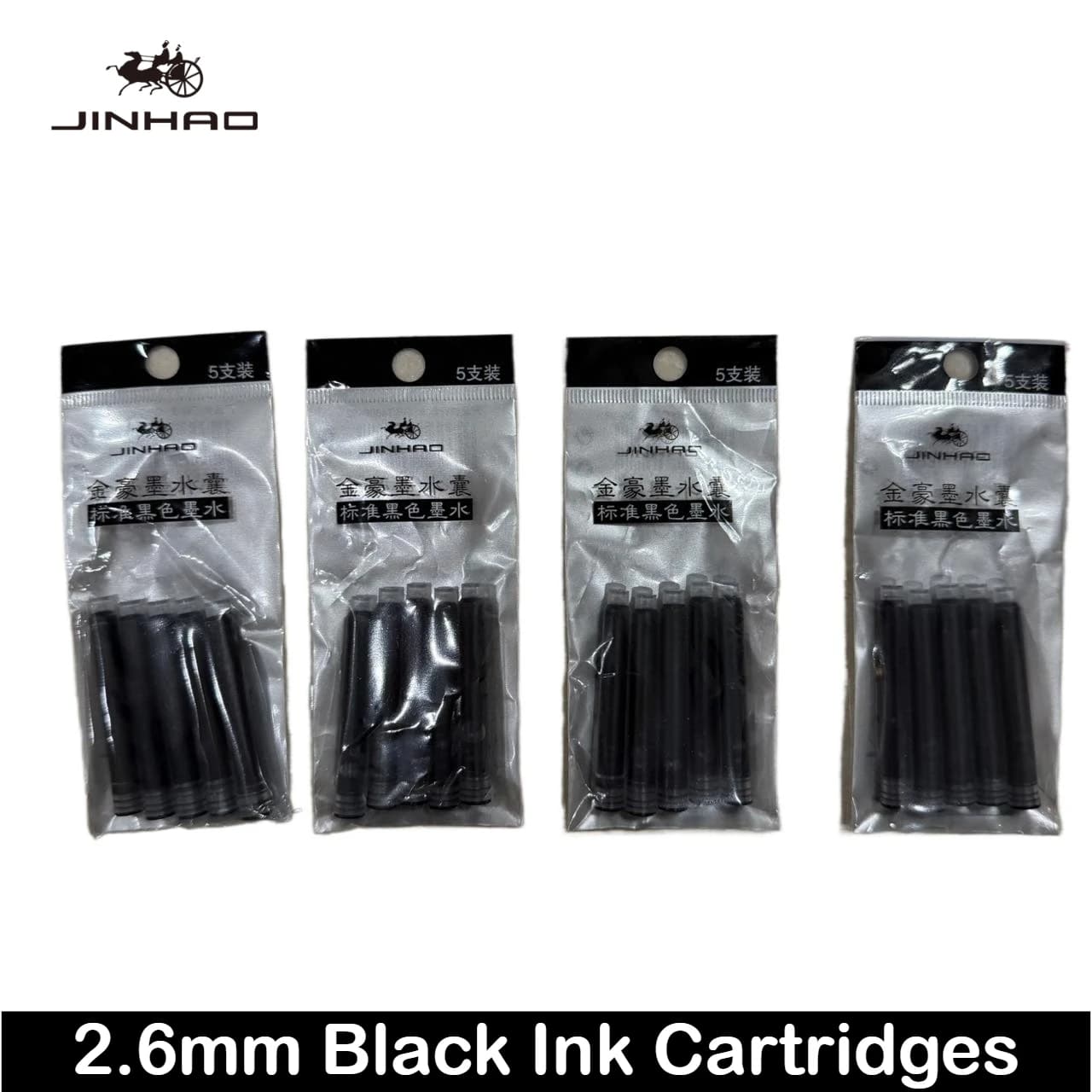 JINHAO 5/10/100 PCS Black 2.6mm Fountain Pen Ink Cartridge Refill Student Fountain Pen Ink Stationery Office School Supplies