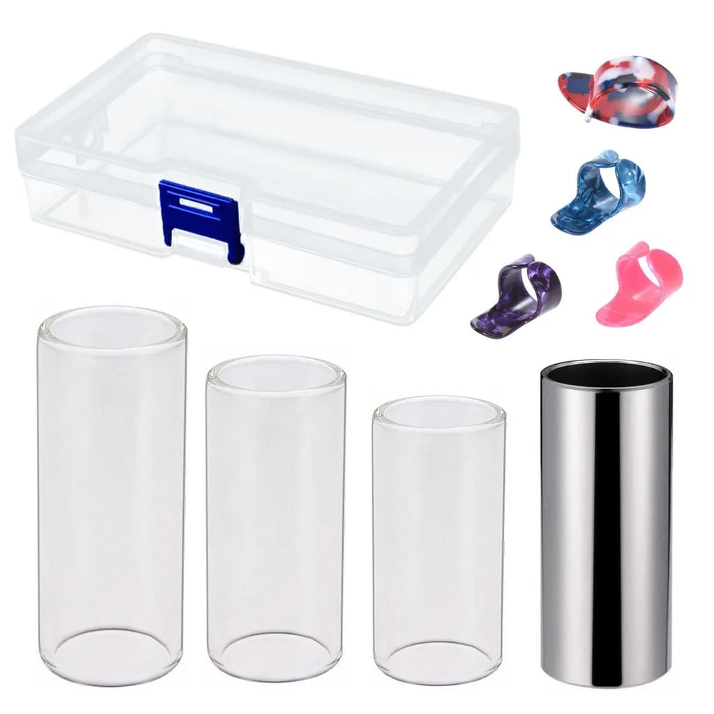 1 Set Kit di diapositive per chitarra Scivolo per dita in metallo/vetro in acciaio inossidabile per chitarra basso Banjo Ukulele Accessori per strumenti a corda