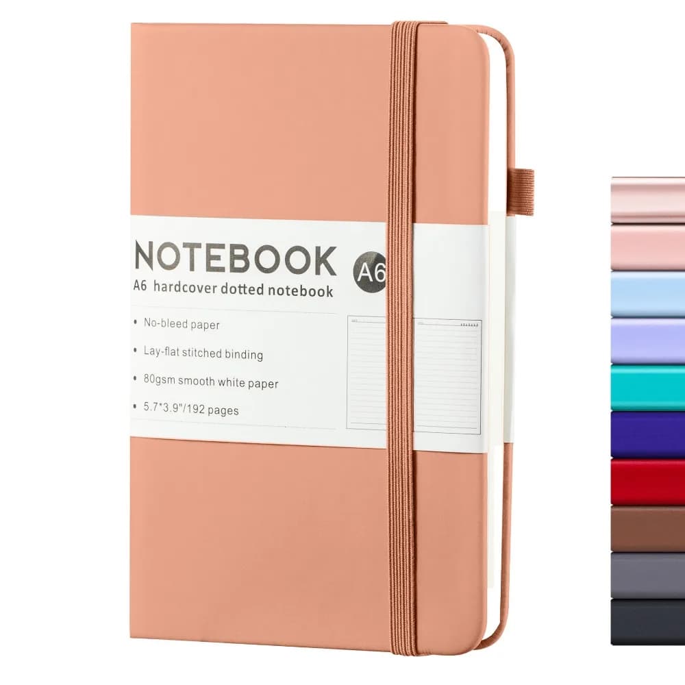 Taccuino A6 con Cinghia, Mini Blocco Note, Diario, Agenda, Organizer, Blocco per Appunti Tascabile, Copertina Spessa