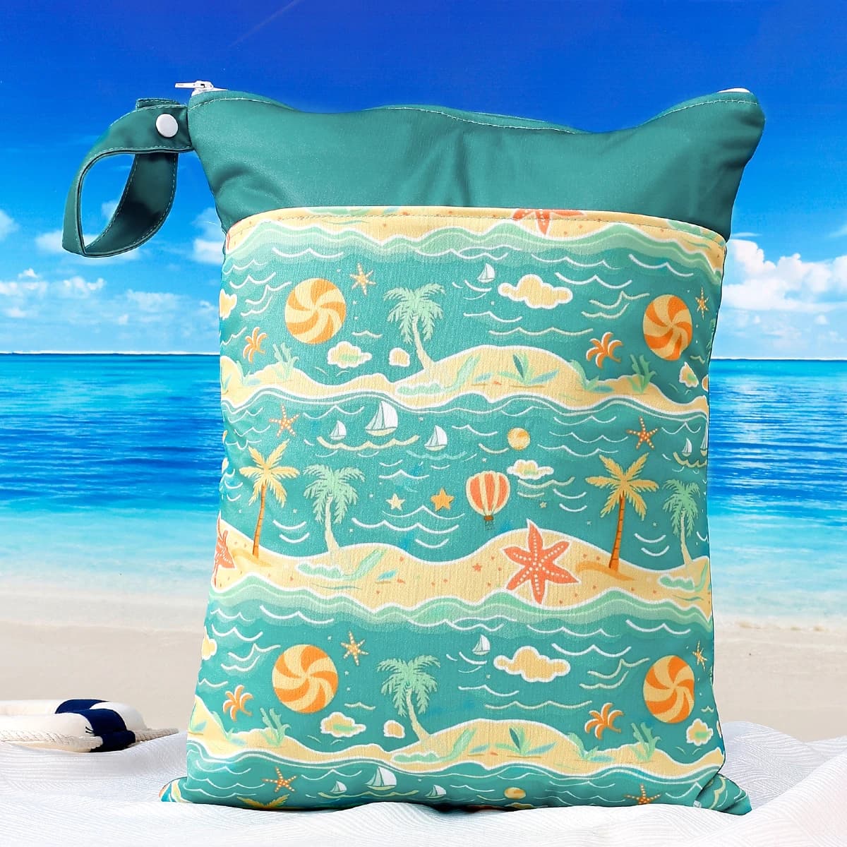1PC 30*40CM Borsa per pannolini portatile per bambini Borsa impermeabile bagnata e asciutta Passeggino Carry Pack Borsa da viaggio con due tasche con cerniera