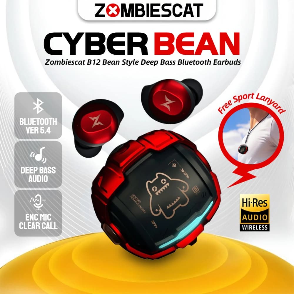 ZOMBIES CAT B12 Bean Design Invisible earphones Bluetooth wireless Sports earphones for deep bass with sports cord