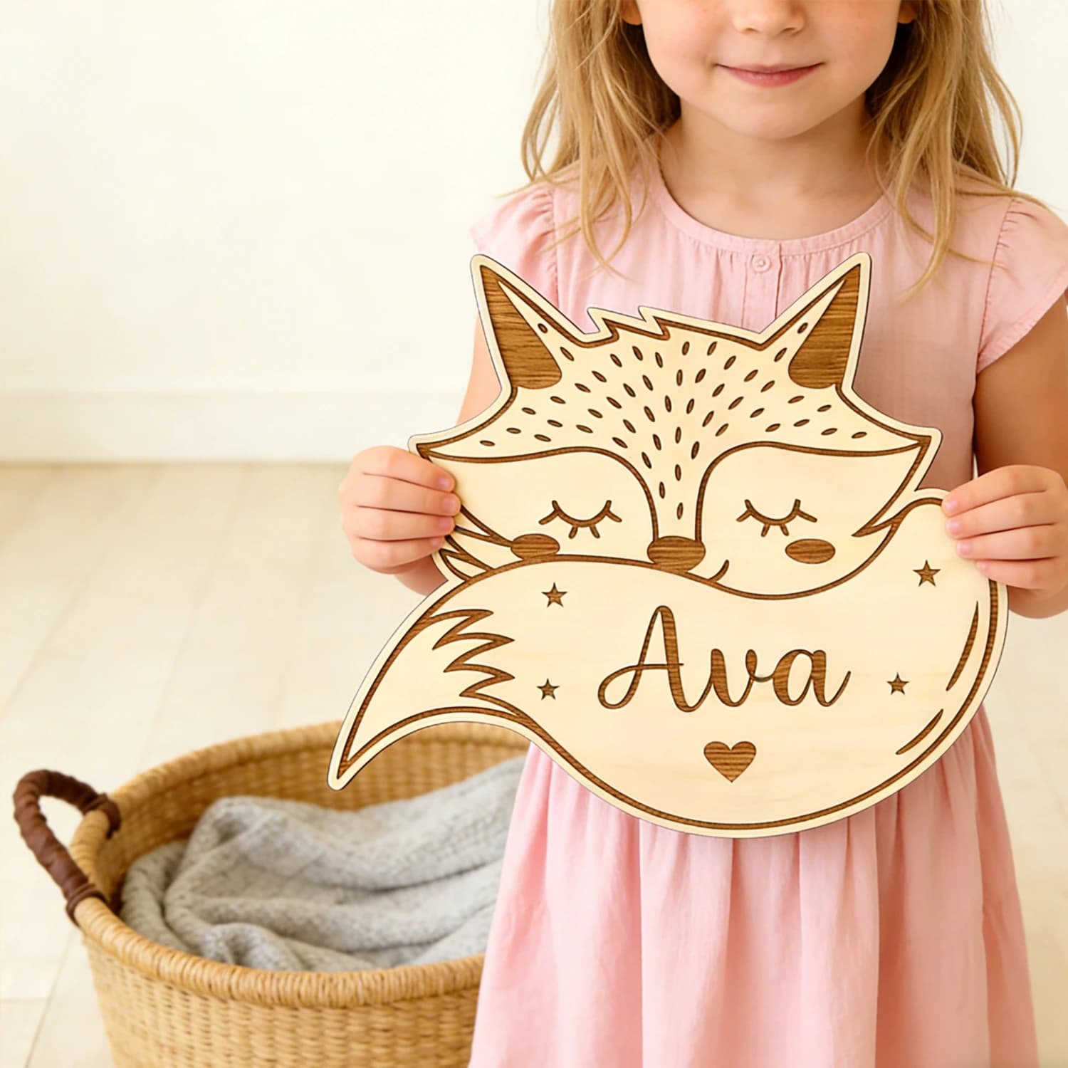 1pc Wooden Fox Shaped Nameplate, Suitable for Decorating Children's Rooms, Living Rooms, Entrances, Ideal Gifts, and Home Decor