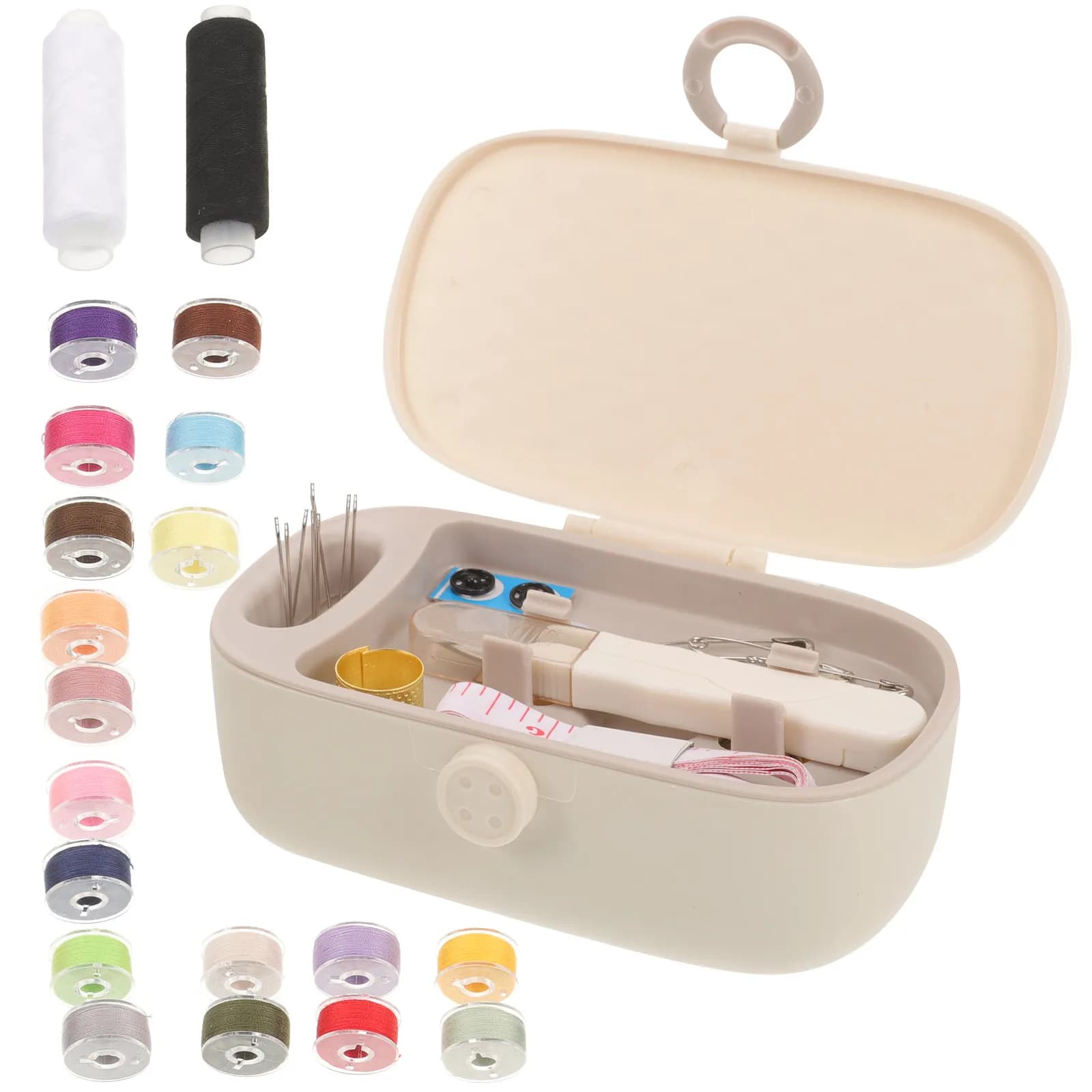 Set di 1 Scatola Porta Aghi e Fili in Plastica, Organizzatore per Cucito Domestico, Kit per Ricamo, Contenitore per Fili, Design Compatto con Scomparti Multipli