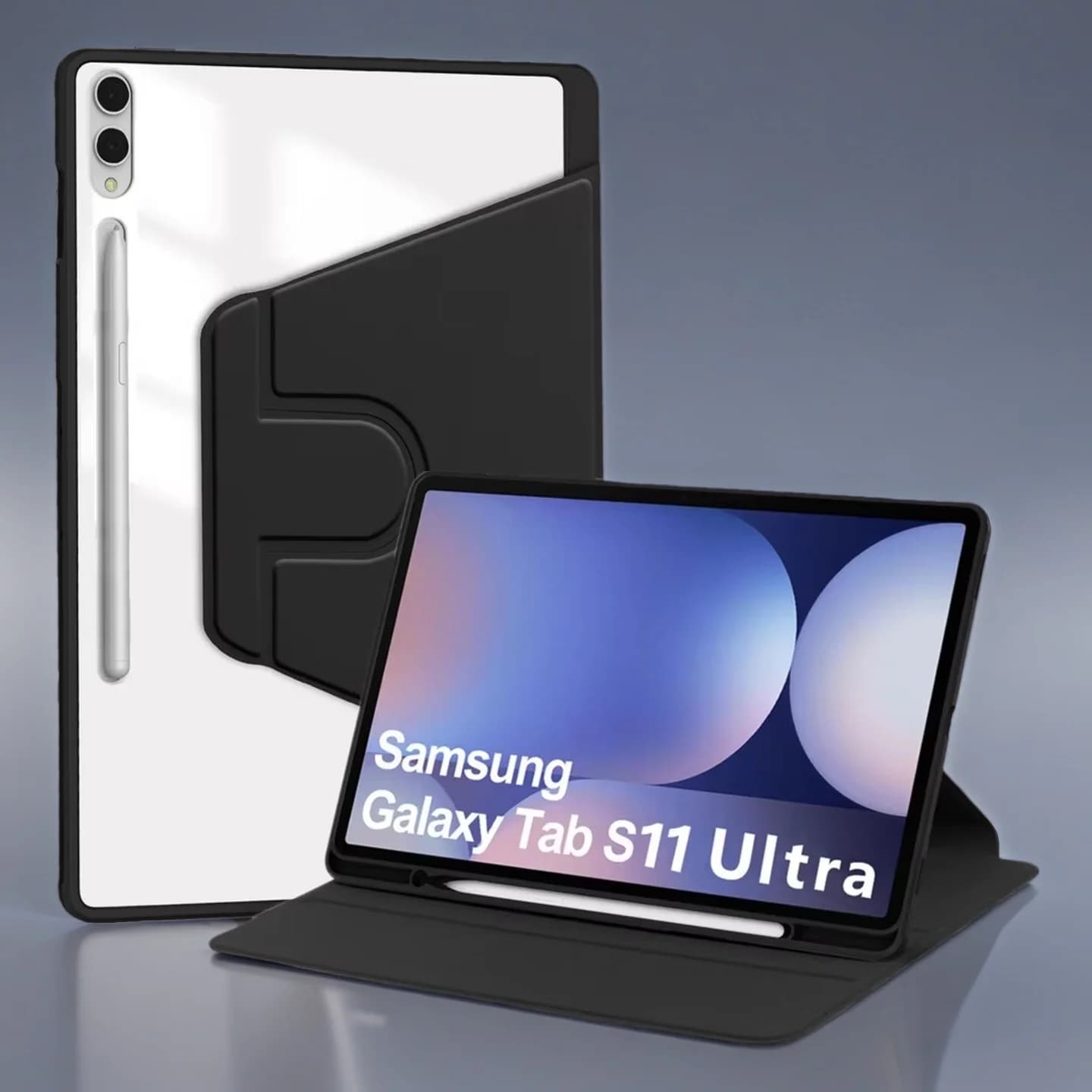 Per Samsung Galaxy Tab S11 Ultra Custodia 2025/Samsung S10 S9 S8 Ultra Cover posteriore in acrilico da 14,6 pollici Supporto con rotazione a 360 gradi con slot per penna