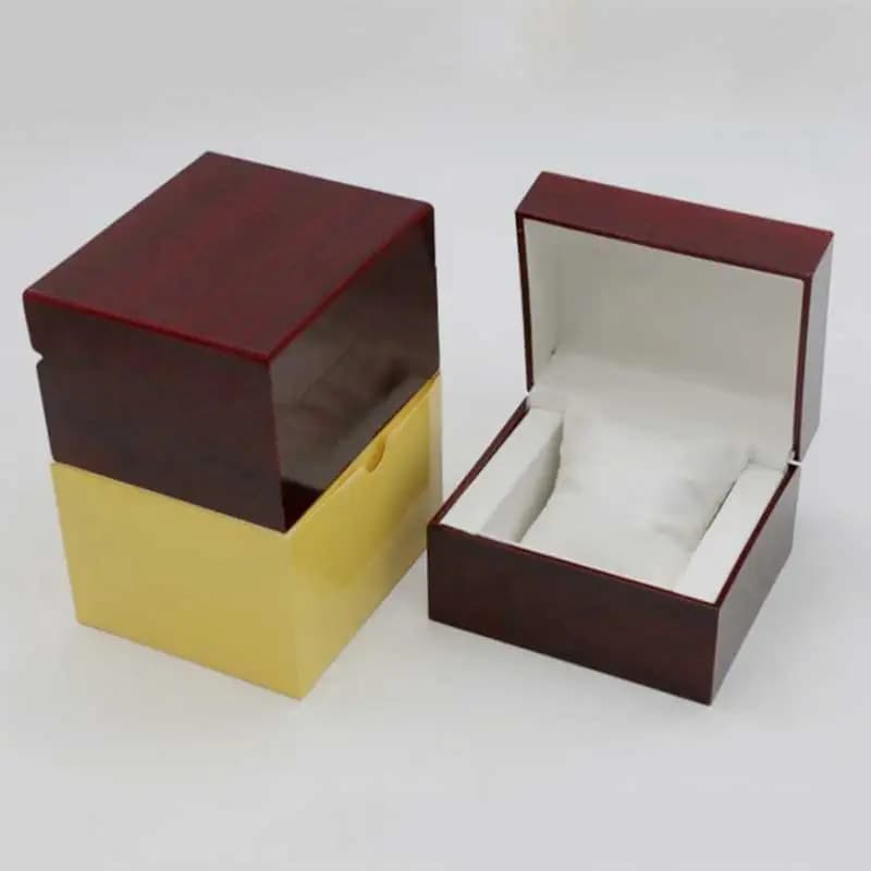 Scatola Porta Orologi in Legno a Scomparto Singolo, Organizzatore per Orologi da Polso con Interno Imbottito, Espositore per Gioielli e Bracciali, Regalo per Uomini e Donne