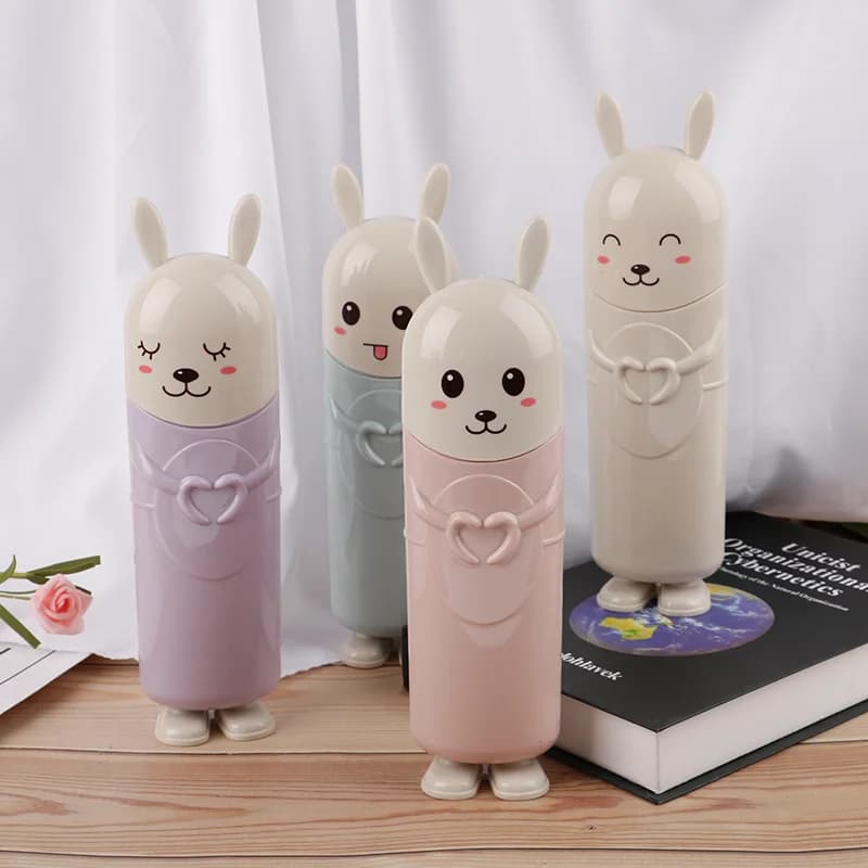 Porta Spazzolino da Viaggio per Bambini con Simpatico Disegno Cartoon, Custodia Portatile per Spazzolino e Dentifricio con Coperchio, Coniglietto di Pasqua