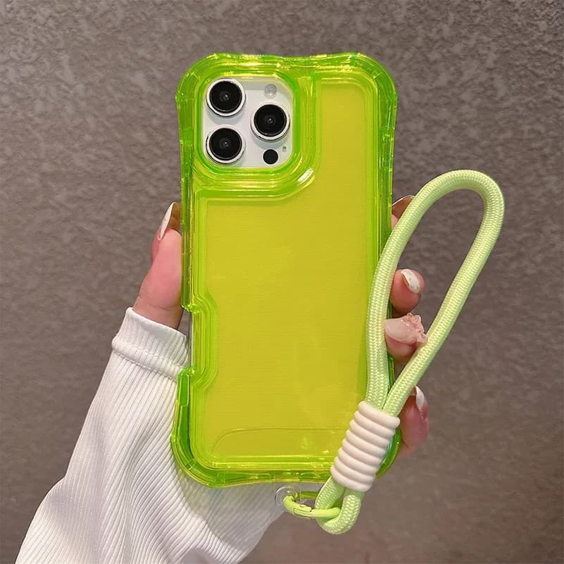 Custodia Trasparente Anti-Caduta 3IN1 con Airbag sui Quattro Angoli per iPhone 17 16 15 14 Plus 13 12 Pro Max 16E, Cover Protettiva Antiurto con Cordino da Polso
