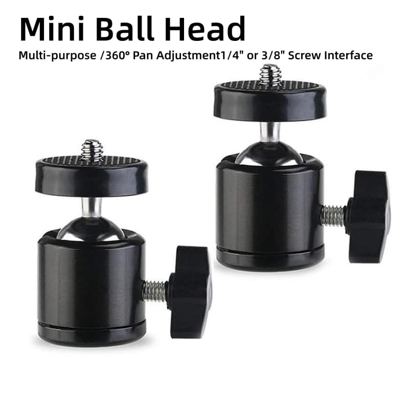 Universal Mini Ball Head 360° Rotation 1/4" 3/8" Screw Tripod Mount for Camera Phone Camcorder LED Light Photography Accessories