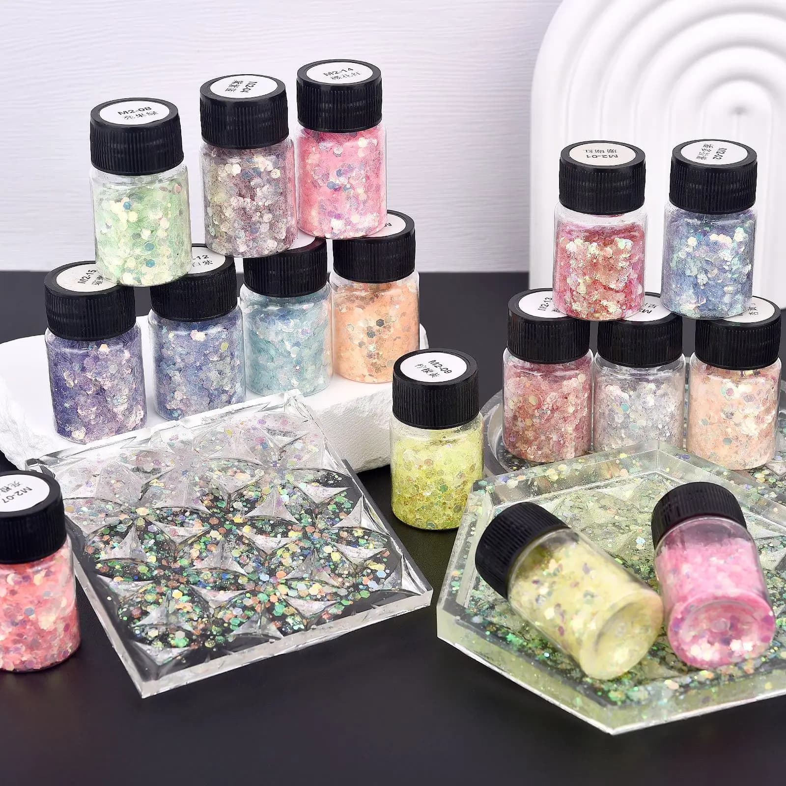 16 colori luminosi paillettes che si illuminano al buio per fai da te stampo epossidico risultati dei gioielli nail art artigianale decorazione di riempimento in resina