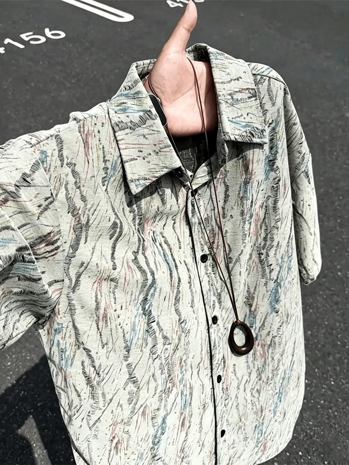 American Dyed Short Sleeve Men's Shirt Summer Thin Loose Feeling Half Sleeve Shirt Small Design Sense Turn-down Collar Jacket