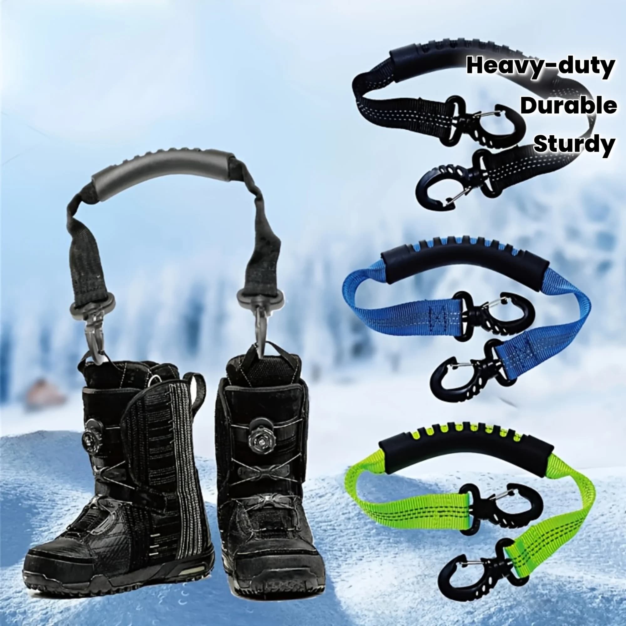 1pc ABAHUB Cinghia porta stivale da sci e snowboard in nylon resistente con cavo regolabile per legare pattini portatile - Adatta per lo sci da uomo