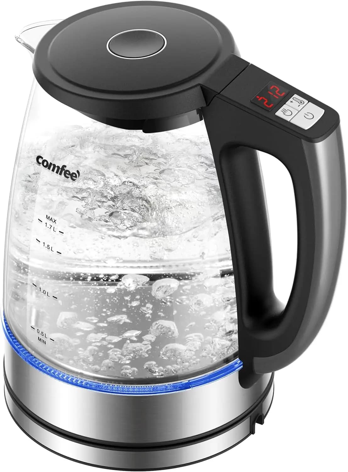 1.7L Glass Electric Kettle with Temperature Control, Quick Heating, Heat Maintenance and Safety Functions