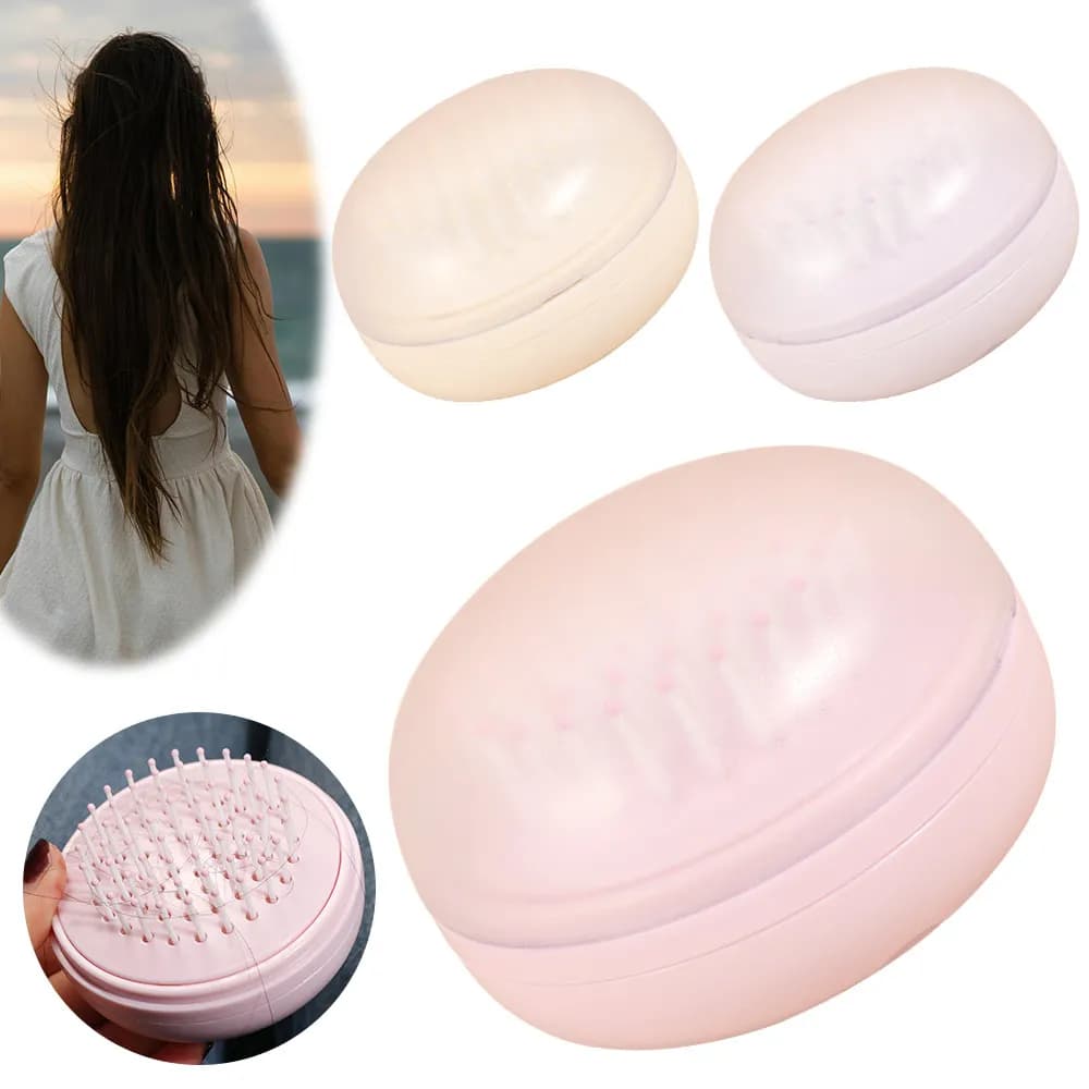 One-click Self Cleaning Air Cushion Massage Combs Anti-Static With Mirror Telescopic Hair Brushes Round Shape Anti-knotting