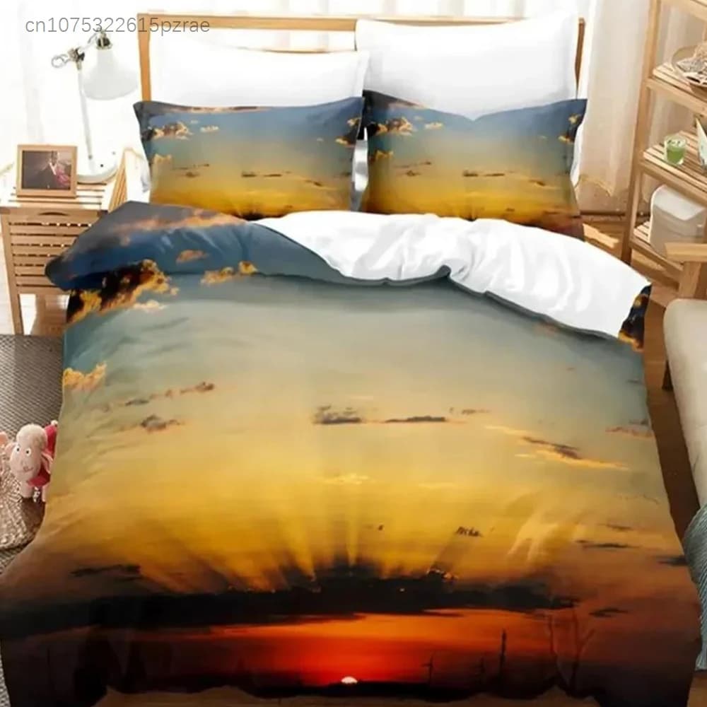 Sunset Bedding Set For Bedroom Soft Modern Bedspreads Comefortable Kids Duvet Cover Quilt Cover And Pillowcase