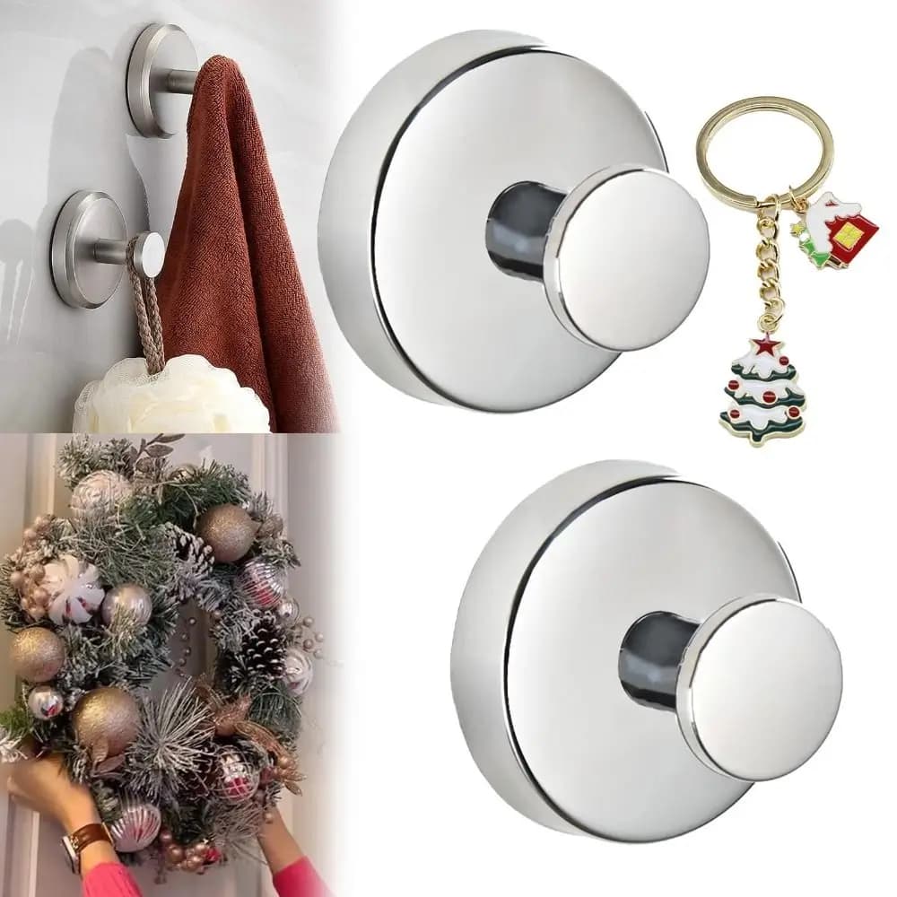 Traceless Suction Cup Hooks for Wreaths Stainless Steel Bathroom Clothes and Hats Holder Shower Hook No-Drill Hanger for Wreaths