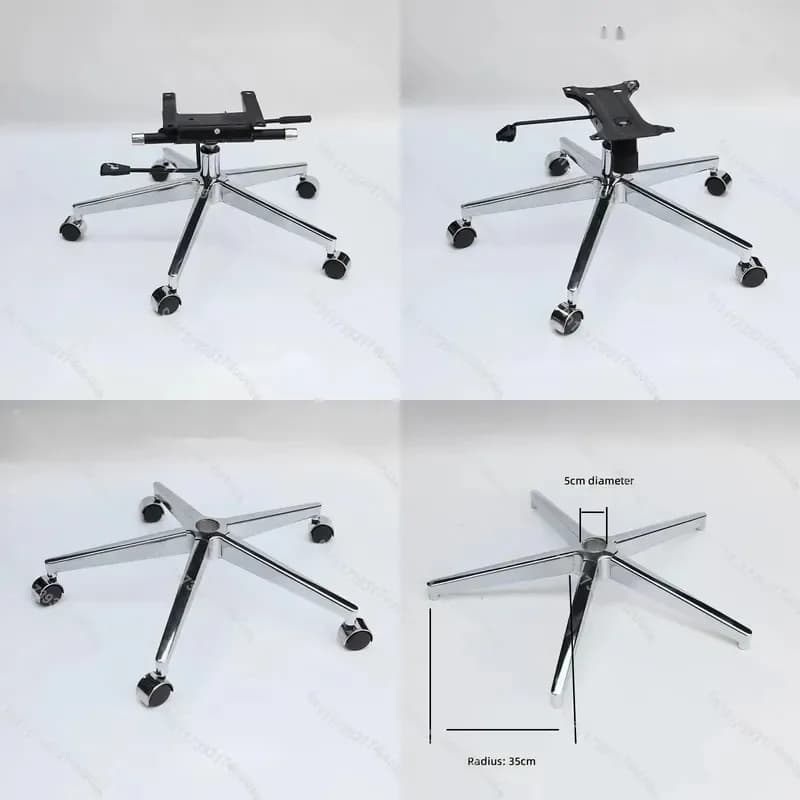 Silver Plated 5 Star Chair Base Heavy Duty Metal Swivel Chassis for Office Computer Gaming Chair Replacement Parts Hotel