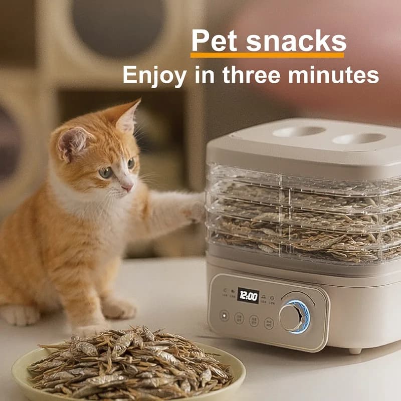 Essiccatore Alimentare Intelligente a 6 Strati Visibile con Controllo della Temperatura, Macchina per Frutta Secca, Essiccatore ad Aria per Carne di Animali Domestici, Liofilizzatore per Alimenti 220V