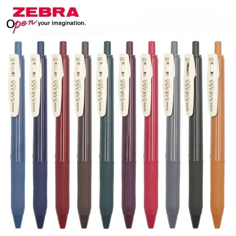 Penna Gel Colorata Retrò ZEBRA JJ15 SARASA Push Color 0.5mm, Set di 10 Colori, Articoli Scolastici Kawaii, Cancelleria Giapponese