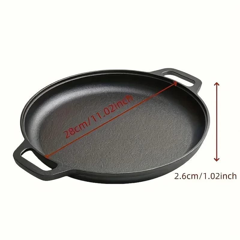 Multi-Functional Cast Iron Frying Pan: Non-Stick Lightweight Round Cookware for Indoor and Outdoor Kitchen Use Cast Iron Wok