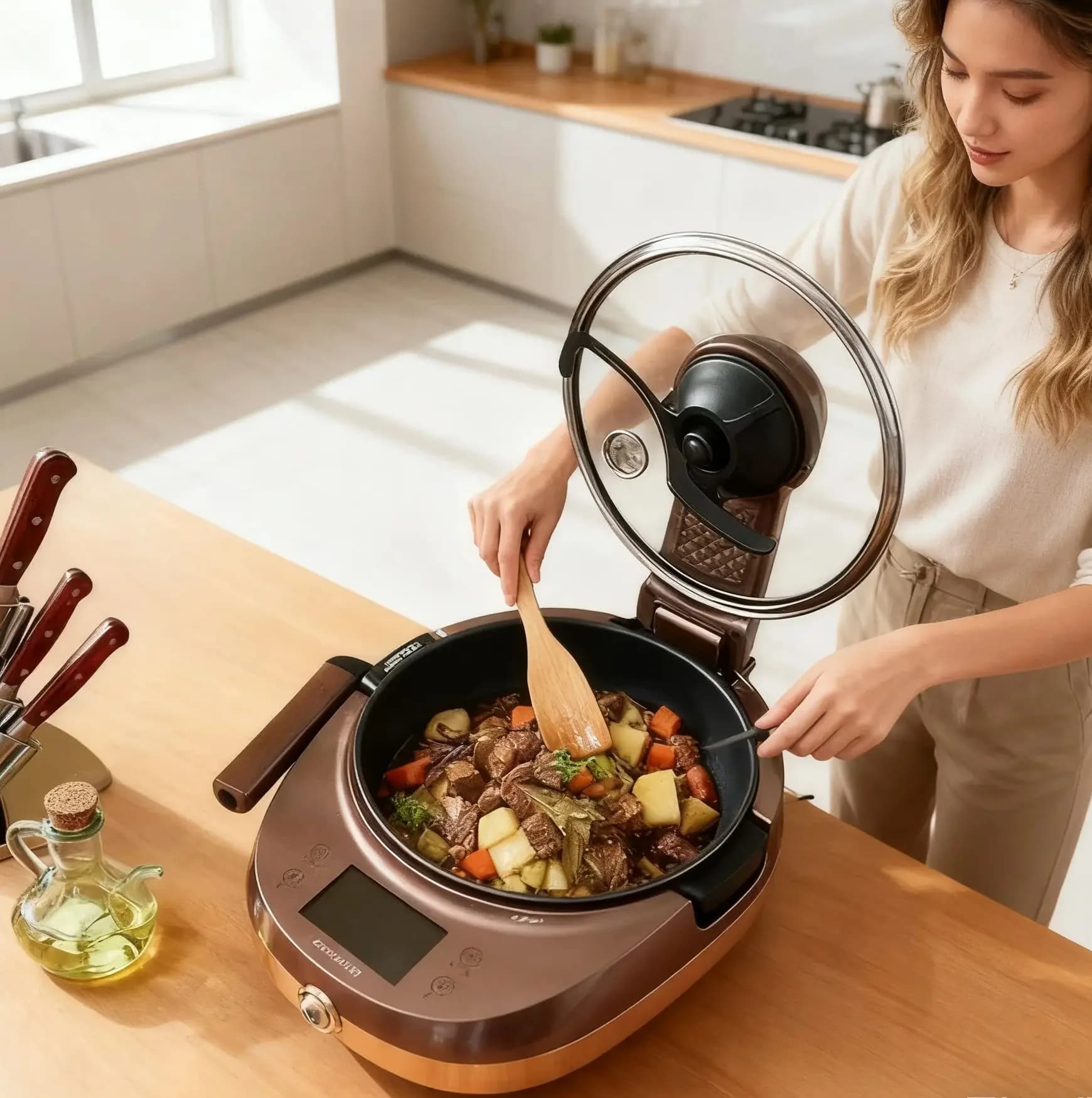 Non-stick pan for domestic use, lazy kitchen, intelligent multifunction machine for easy cooking