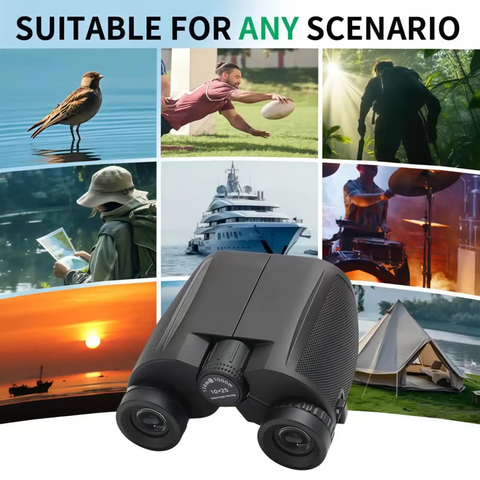 Binocolo per il birdwatching 10x25, facile da usare, impermeabile, portatile, per pescatori, escursionisti, viaggiatori, appassionati di sport