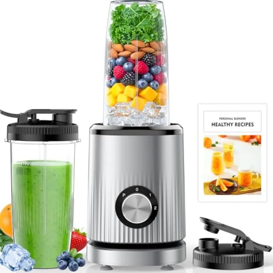 Frullatore Portatile per Smoothie e Frullati, per Cucina, con 2 Bicchieri Portatili da 24oz e Coperchio Extra