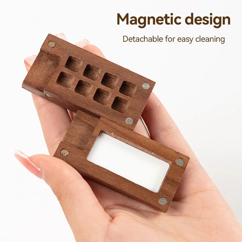 8/15 Grid Portable Sketchbook Palette Mini Walnut Wood Color Palette Box Travel Watercolor Case For Watercolor Oil Acrylic Paint