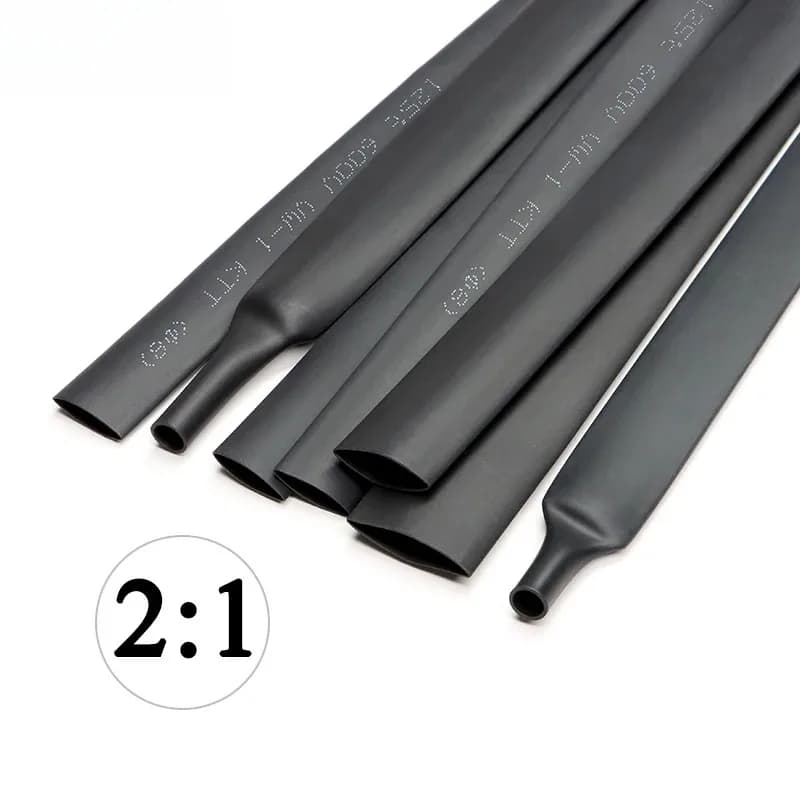 5 Metri/LOTTO Tubo Termoretraibile Nero 1mm 1.5mm 2mm 3mm 4mm 5mm 6mm 7mm 8mm 10mm Manicotto Isolante Nero 125C
