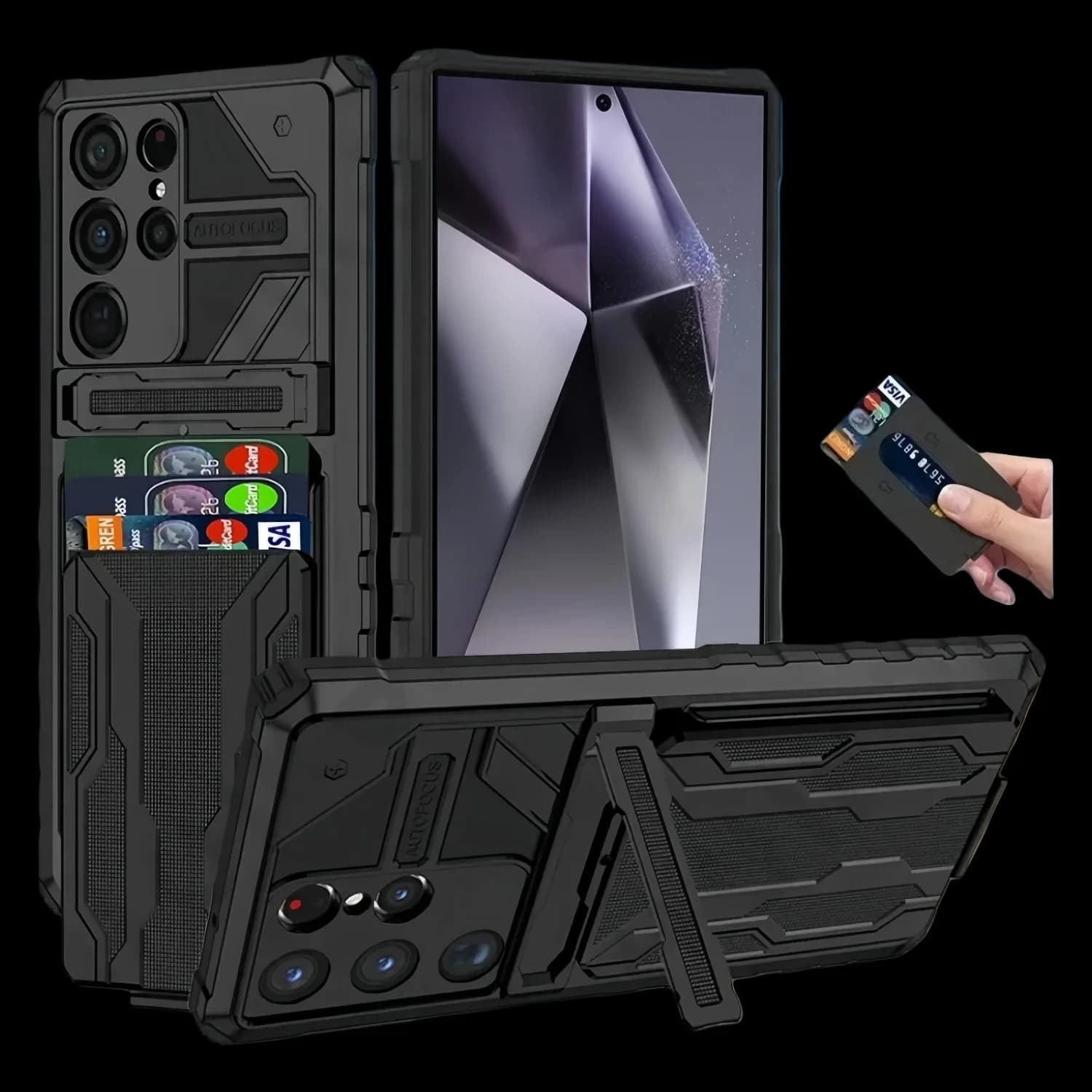 Robust Case with Wallet and Support for Samsung Galaxy S26 S25 S24 S23 S22 Plus Ultra A54 A55 A35 A56 with Card Holder