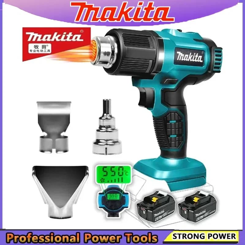 Pistola industriale Makita Pistola termica elettrica portatile Temperature Pistola termica Batteria 18V regolabile ad aria calda senza fili