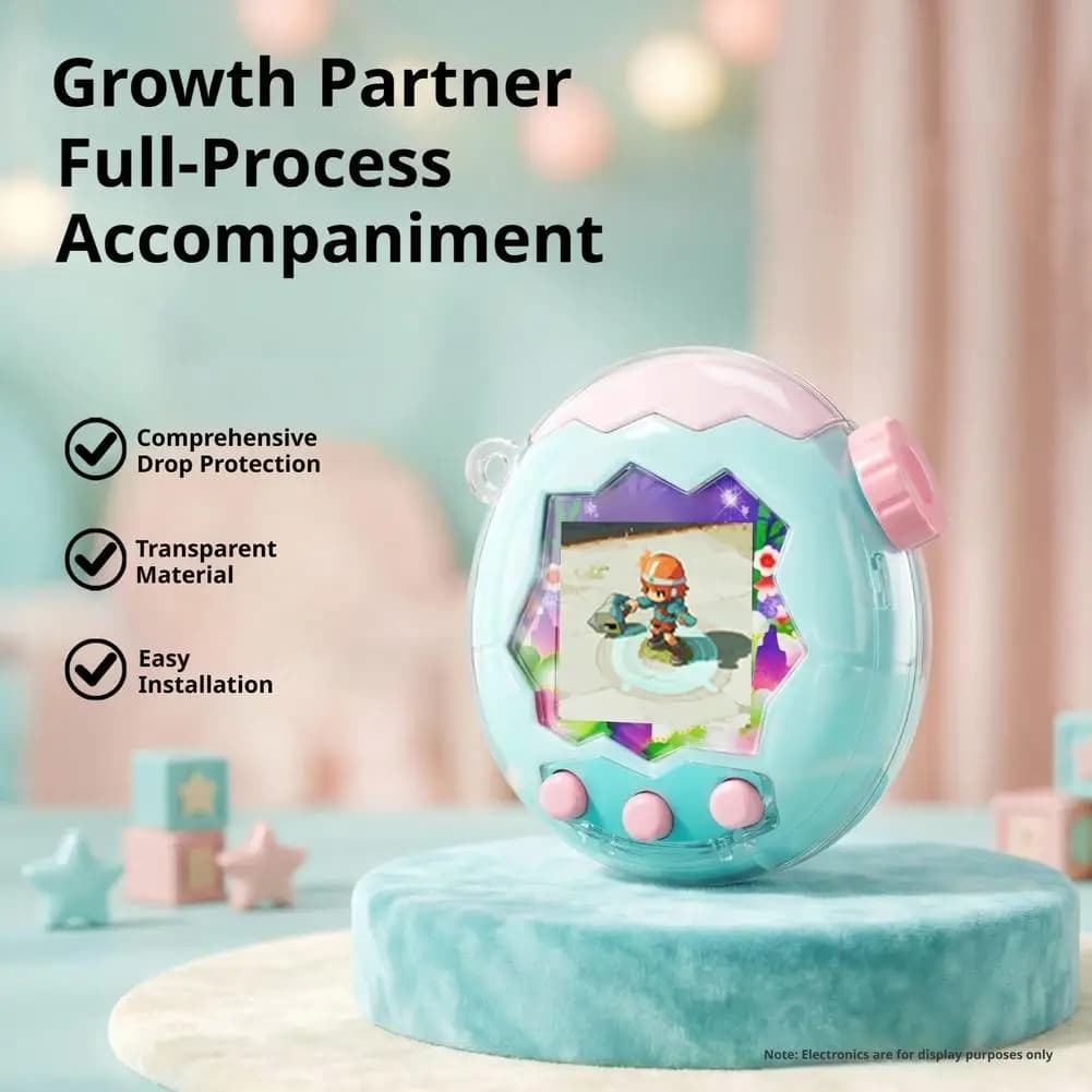 For Tamagotchi Paradise Clear Hard Protective Cover With Random Rotating Cap Shockproof Waterproof Replacement Shell