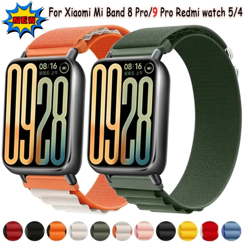 Cinturino ad anello in nylon alpino per Xiaomi Band 8/9 Pro Sport Bracciale traspirante Fascia elastica confortevole Redmi Watch 4/5/6 Cintura Correa