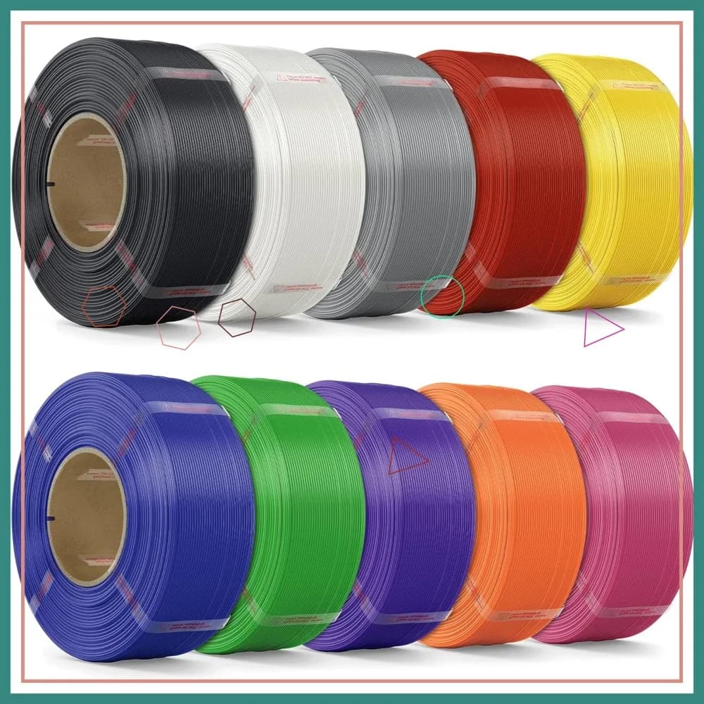 Filamento PLA 1.75mm per Stampante 3D, Ricarica da 10kg (22lbs), Confezione da 10 Multicolore
