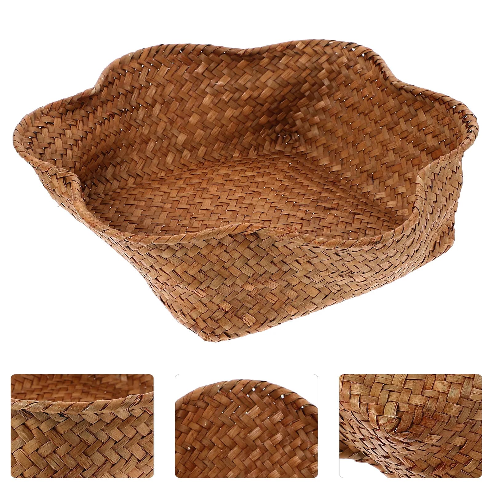 Vassoio per Frutta in Stile Rustico Intrecciato a Mano, Vassoio a Forma di Fiore per Snack e Frutta Secca, Design Rustico, Lavorazione Squisita, Decorazione per la Casa