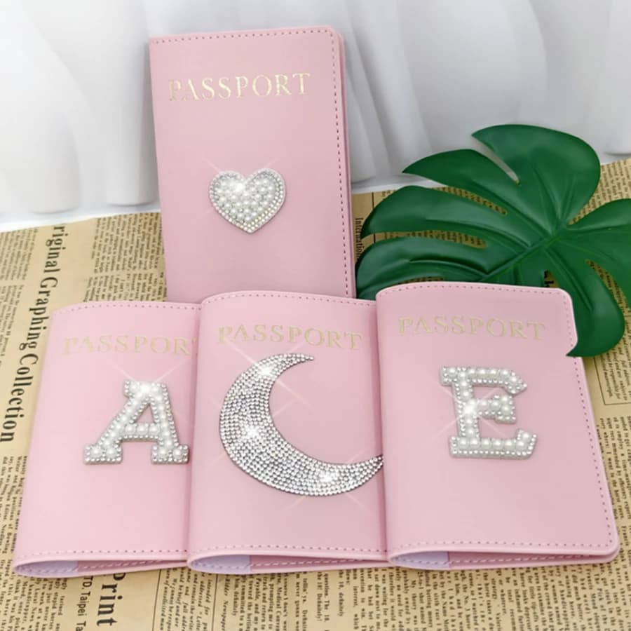 1 pezzo di strass di perle porta passaporto porta carte di credito porta carte di credito accessori da viaggio di moda per il volo per le donne per le ragazze