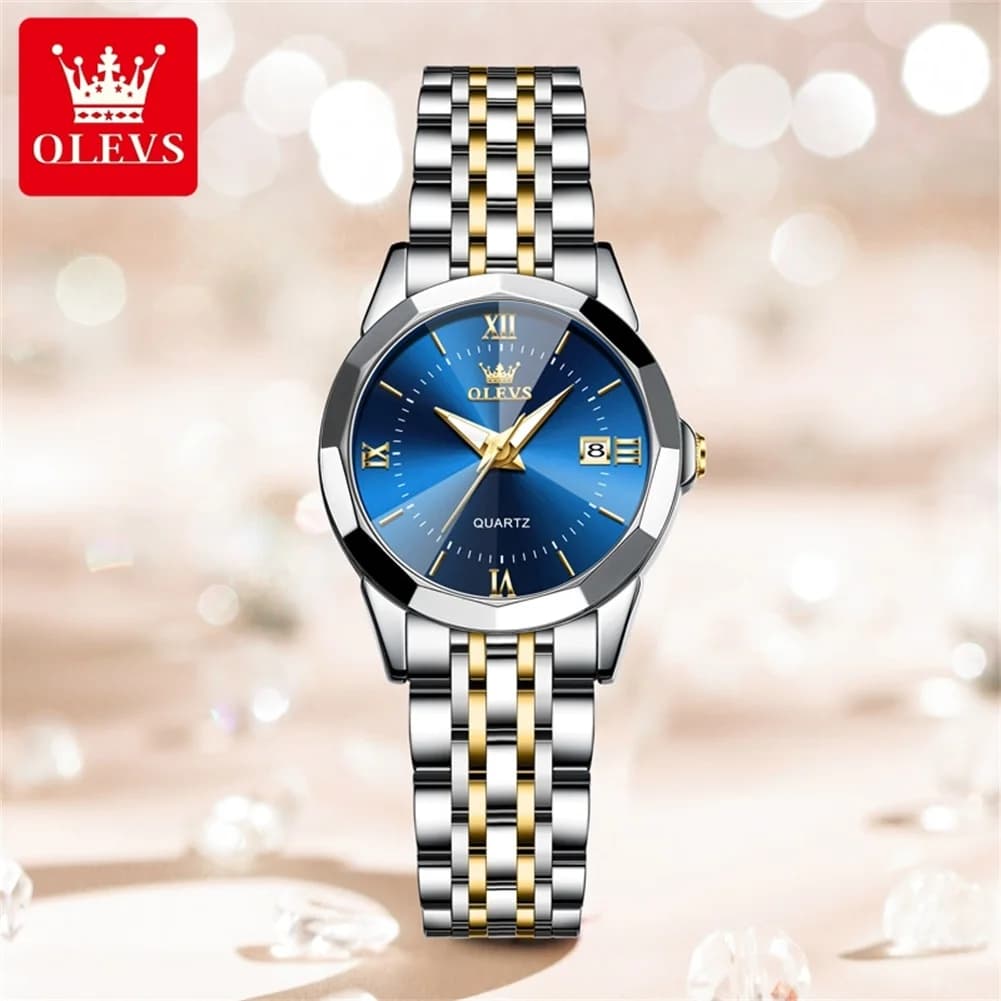 OLEVS 9989 Ladies watch Luxury Brand Automatic Calendar Quartz watch Waterproof Luminous Rombo Mirror Girl watch Reloj Hombre