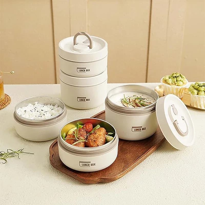 Set di contenitori per il pranzo per alimenti isolati portatili di vendita calda con scatola per il pranzo termica 3 contenitori per il pranzo impilabili separati per bambini adulti