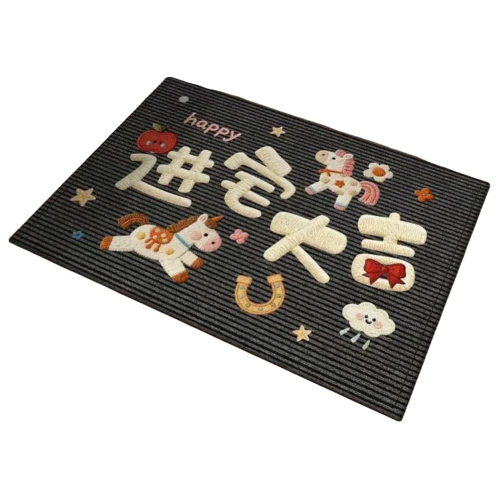 Nuovo Tappeto d'Ingresso con Motivo Cavallo per Capodanno, Antiscivolo, Rosso, Assorbente, Tappetino da Bagno, Decorazioni per la Casa