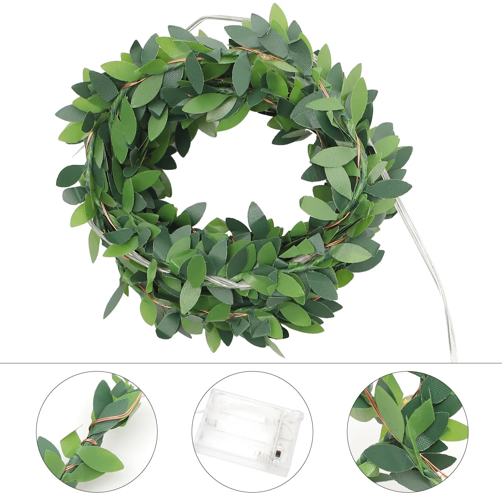 Luci a Stringa LED a Foglia Verde Piccola, 20 LED, 2 Metri, Ghirlanda Luminosa, Decorazione Notturna, Luci Fatate per Camera da Letto e Soggiorno