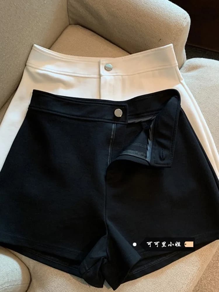 Pantaloncini Casual a Vita Alta da Donna, Modello A-Line, Estivi, Elastici, Versatili, Effetto Snellente, Stile Street, Trendy, con Tasche, per il Pendolarismo