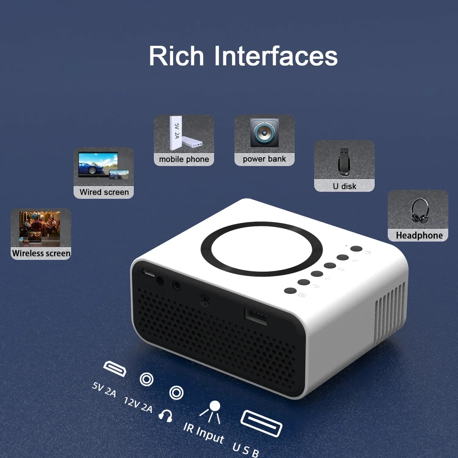 Mini proiettore domestico micro home por Interconnessione per proiezione schermo wireless per telefono cellulare Android
