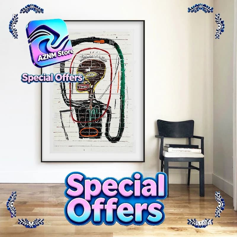 Quadro su tela moderno astratto di Jean Michel, arte murale graffiti, poster per soggiorno e decorazioni per la casa