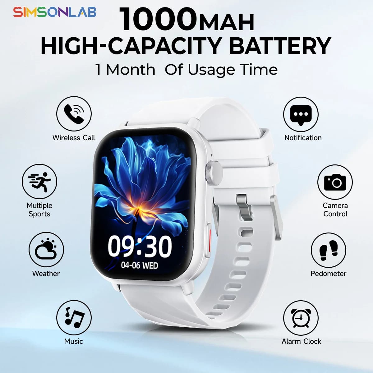 2025 Sport Smartwatch for Android/IOS 1.83'''S Screen Voice Assistant Wireless Call Reply 1000mAh Pass Count Man Woman Health Gift