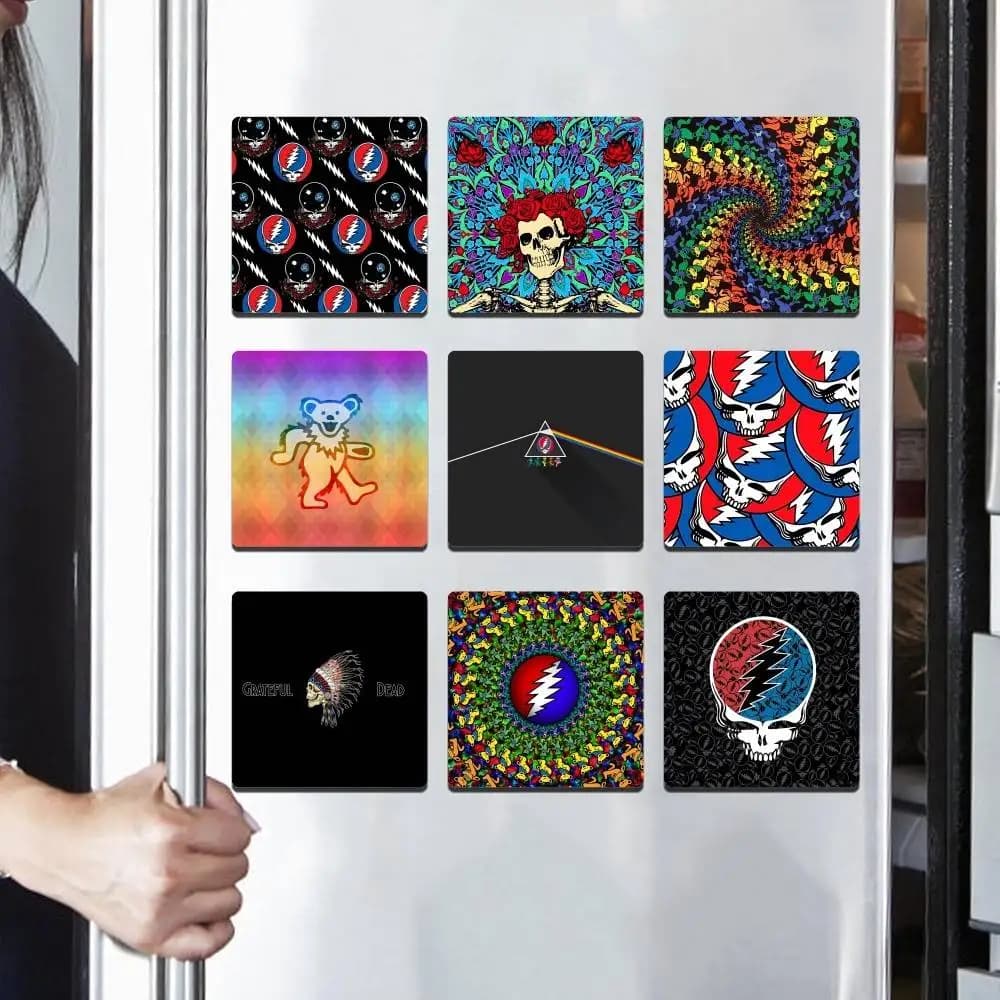 G-Grateful D-Dead Photo Frame Picture Fridge Magnets Refrigerator Magnetic Stickers Family Friends Children Souvenir Logo