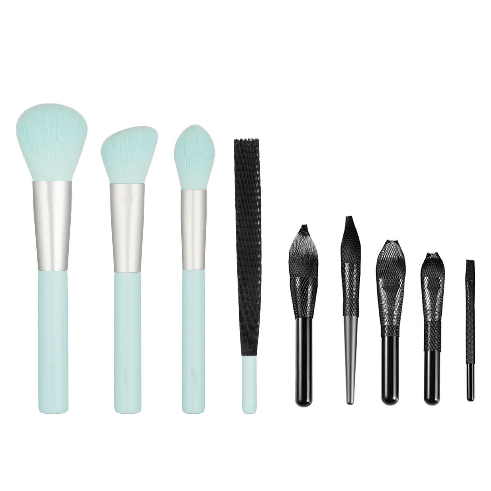 50pcs Makeup Brush Mesh Cover Black Brush Protector For Travel Storage Reusable Non-Toxic Elastic Net Sleeve Guard