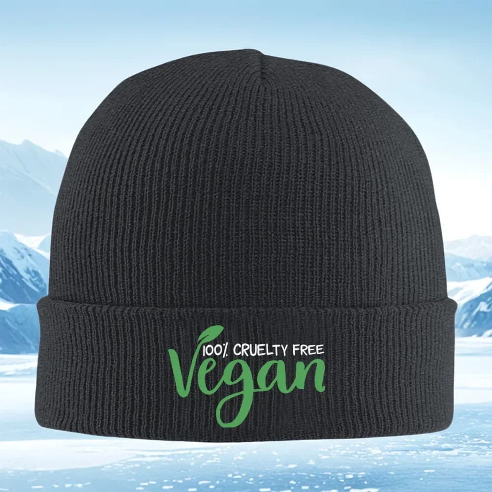 2026 Vegan Word,cruelty Free Men Women Unisex Knitted Hat Beanie Pullover Cap Winter Thermal Warm Christmas Outdoor Cycling Hiki