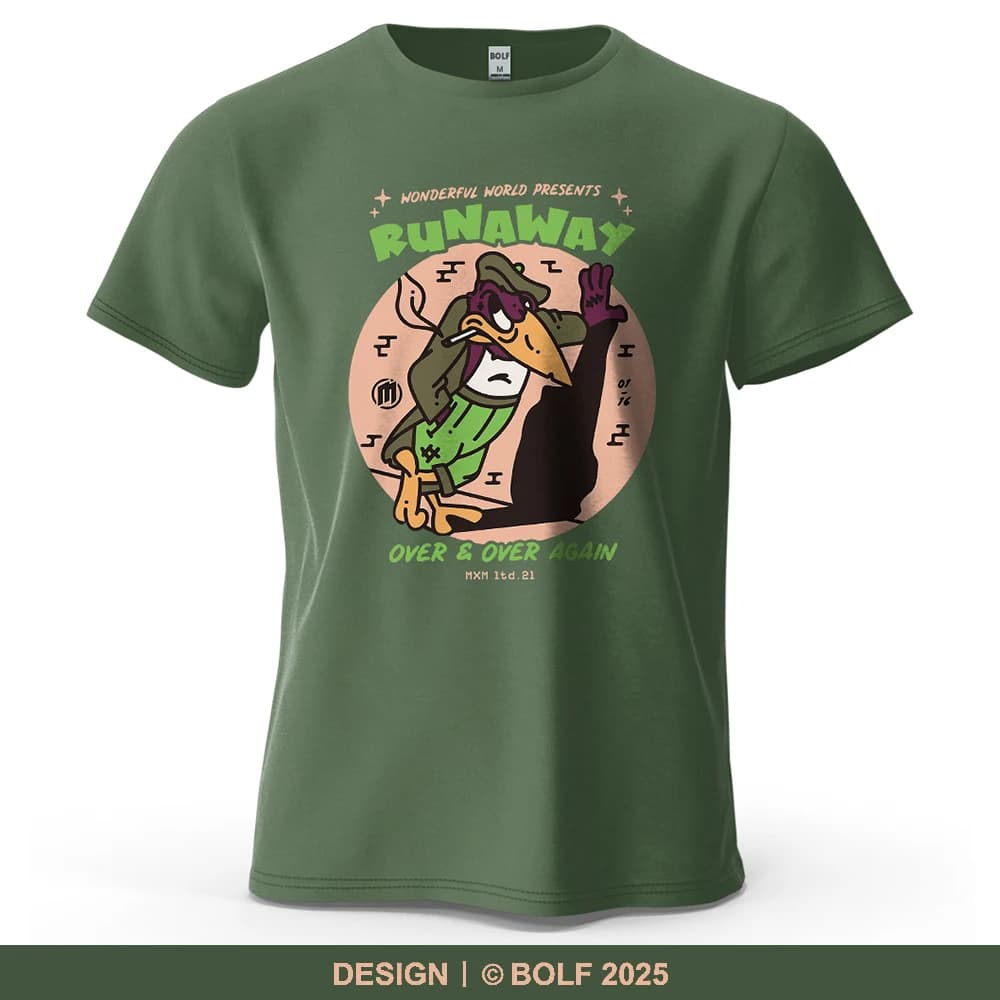 T-shirt da uomo stampata Funky Runaway Bird 100% cotone T-shirt grafiche vintage oversize per donna Top Tees Casual Streetwear