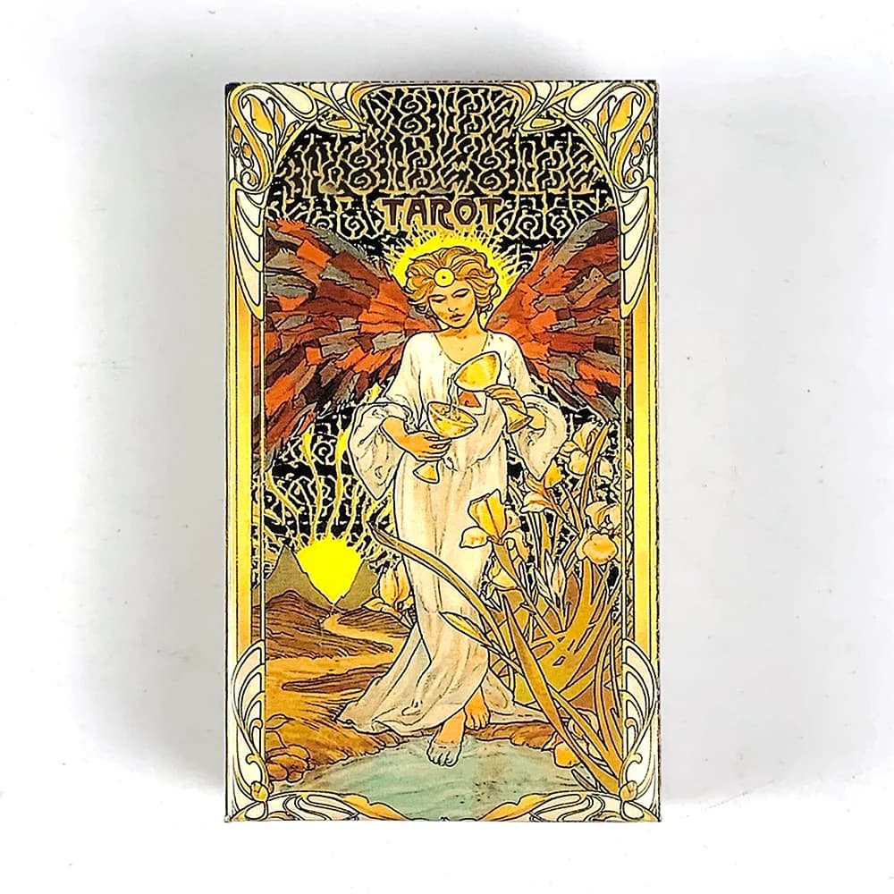 Mazzo di tarocchi Golden Art Nouveau 78 carte Carte di tarocchi classiche per divinazione occulta per principianti, giochi di società per la famiglia