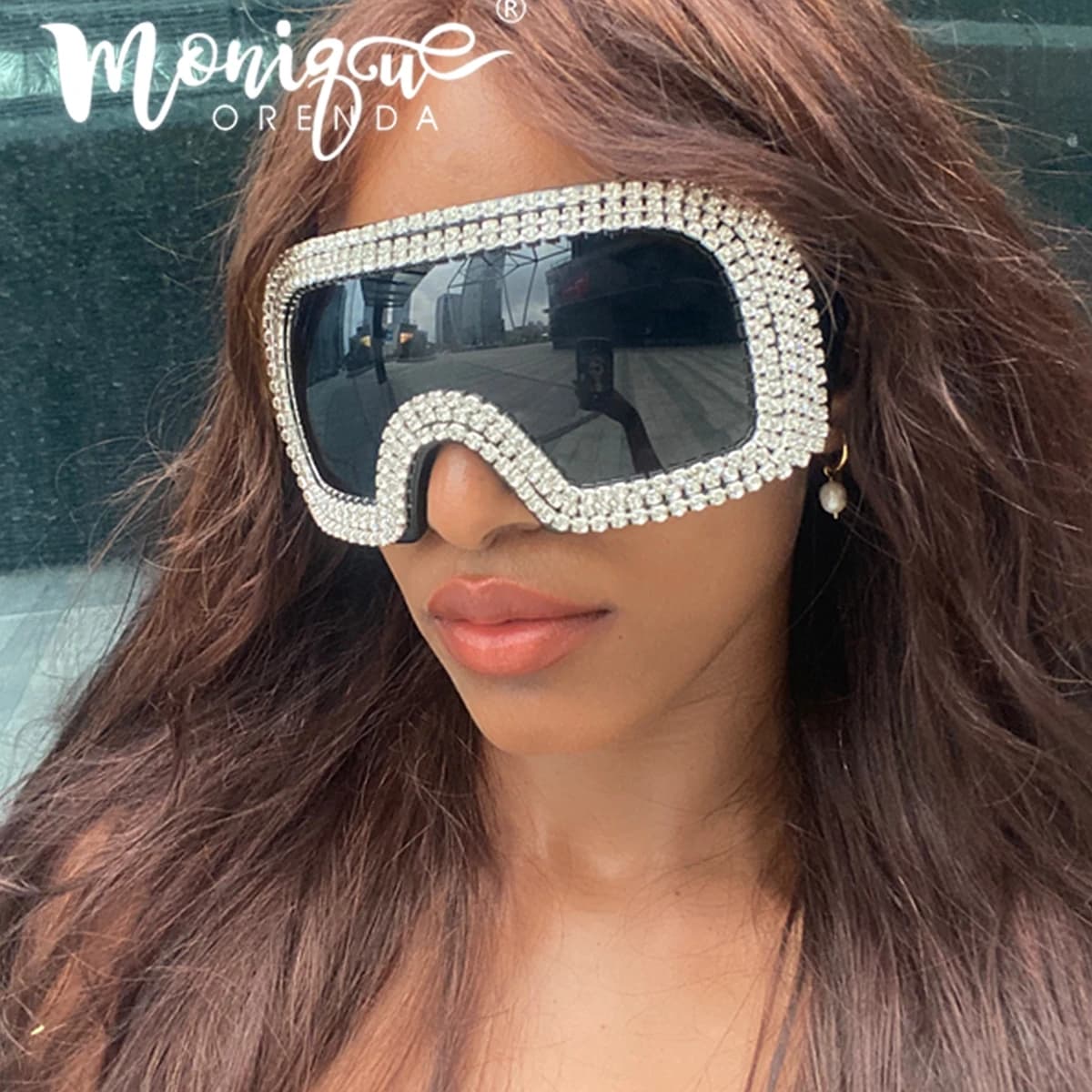 Occhiali da sole monopezzo Punk oversize occhiali da sole da donna con strass di lusso per uomo occhiali da sole con sfumature femminili gafas de sol